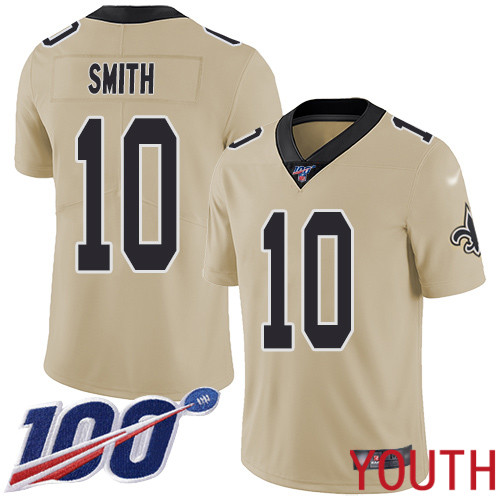 New Orleans Saints Limited Gold Youth Tre Quan Smith Jersey NFL Football #10 100th Season Inverted Legend Jersey->youth nfl jersey->Youth Jersey